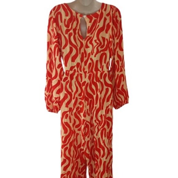 Anthropologie Faithful The Brand Womens Jumpsuit in Coral Cream LaCateau Print 2 - Picture 8 of 9